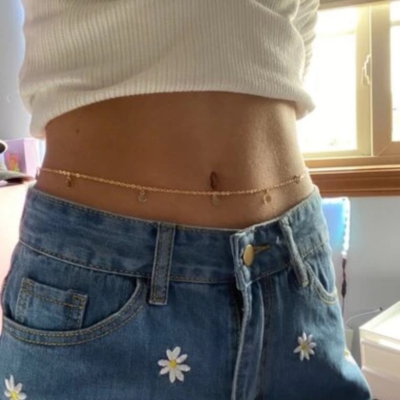 New Gold Flat Disc Decorated Waist Belly Chain - Picture 8 of 16